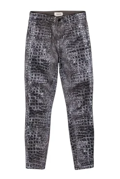 L'Agence - Olive & Silver Print Wax Coated Skinny Pants Sz 0