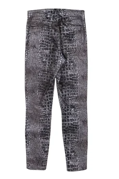 L'Agence - Olive & Silver Print Wax Coated Skinny Pants Sz 0