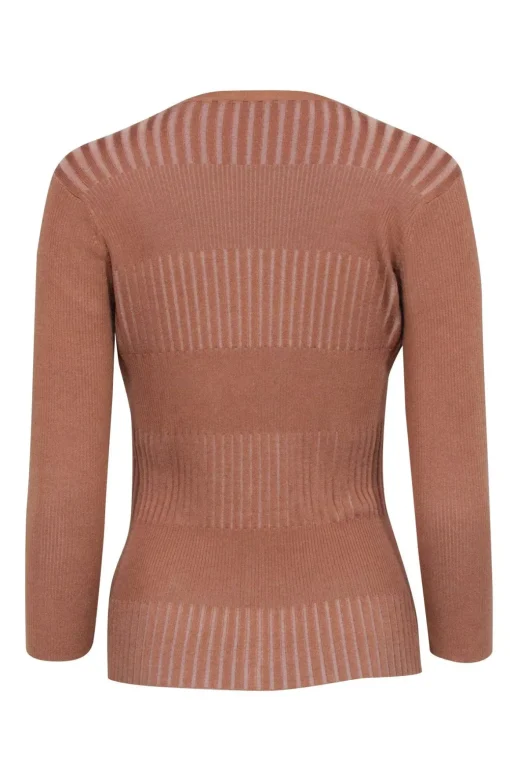 L'Agence - Tan Ribbed Cardigan Sz S