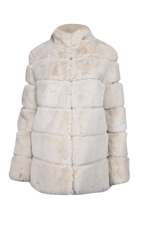 Lamarque - Cream Faux Fur Coat Sz S