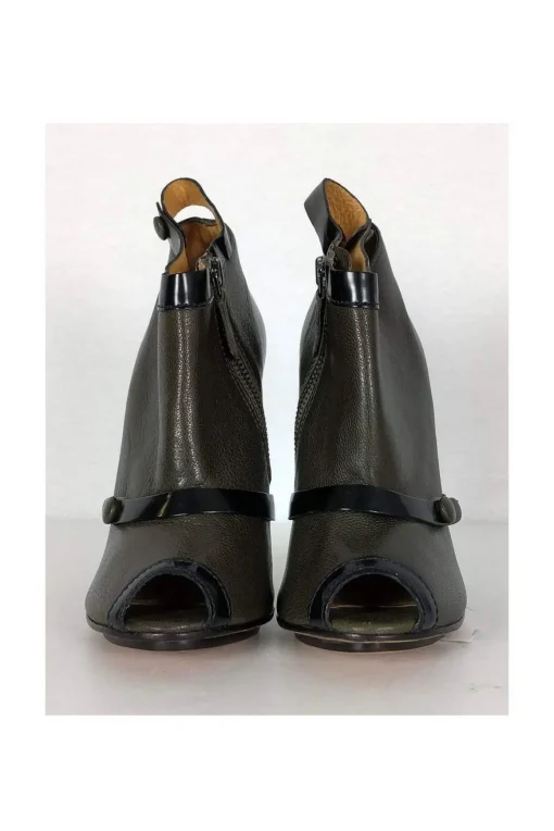 L.A.M.B. - Olive Green & Black Open Toe Booties Sz 7