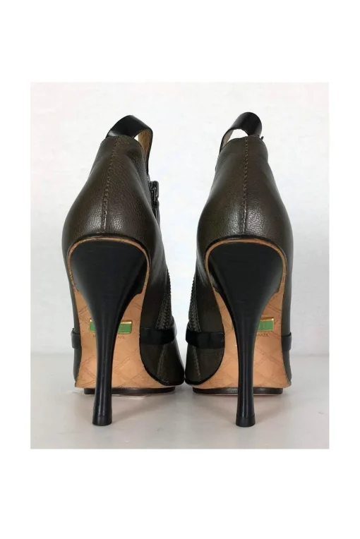 L.A.M.B. - Olive Green & Black Open Toe Booties Sz 7