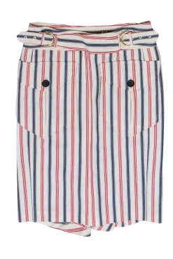 L.A.M.B. - Red, White & Blue Striped Pencil Skirt w/ Belt Sz 2