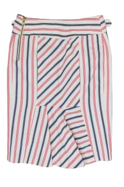 L.A.M.B. - Red, White & Blue Striped Pencil Skirt w/ Belt Sz 2