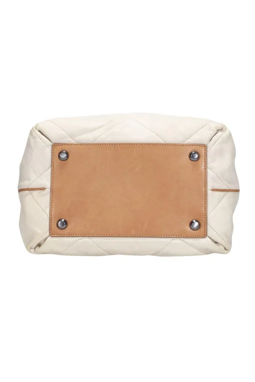 Lanvin - Cream Quilted Leather Bucket Bag