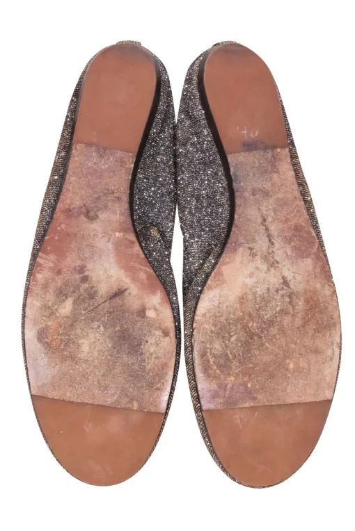 Lanvin - Gunmetal & Gold Metallic Studded Ballet Flats Sz 8.5