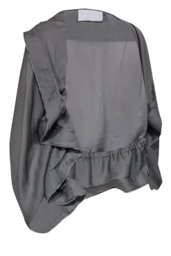 Lanvin - Semi-Sheer Gray Ruched Open Cardigan Sz 6
