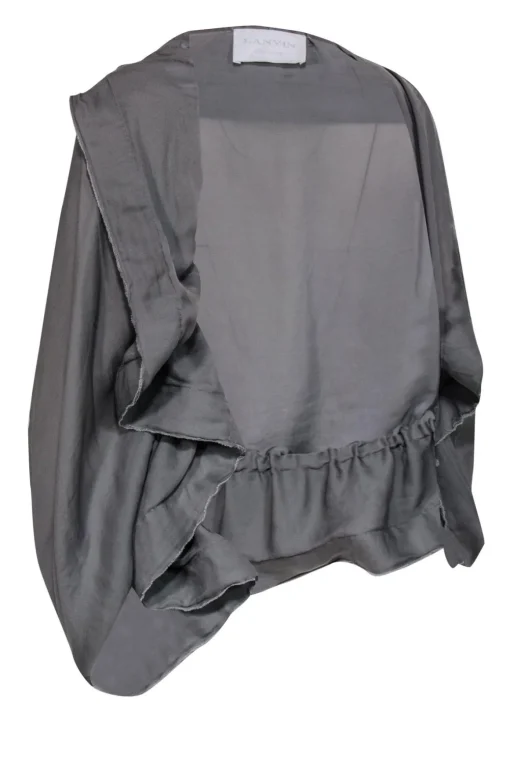 Lanvin - Semi-Sheer Gray Ruched Open Cardigan Sz 6