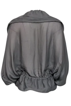 Lanvin - Semi-Sheer Gray Ruched Open Cardigan Sz 6