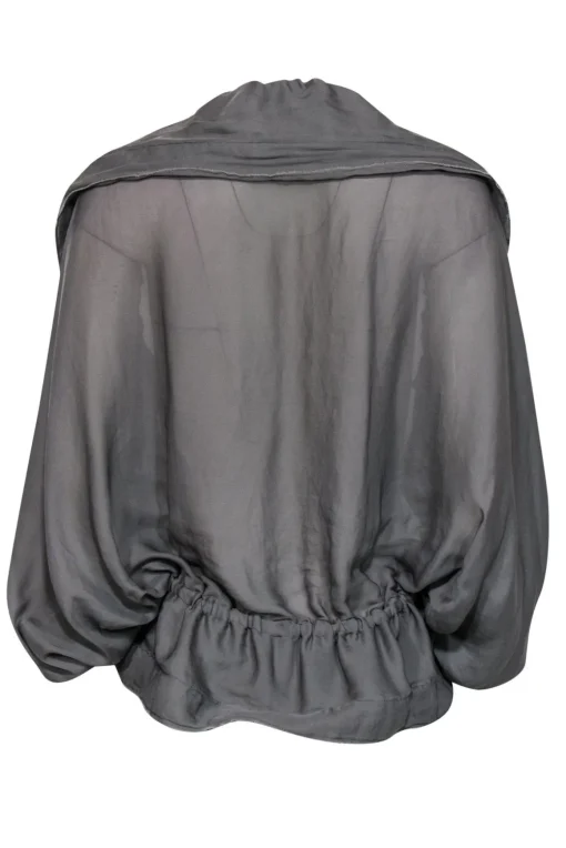 Lanvin - Semi-Sheer Gray Ruched Open Cardigan Sz 6