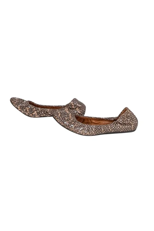 Lanvin - Tan & Black Snake Skin Print Flats Sz 12