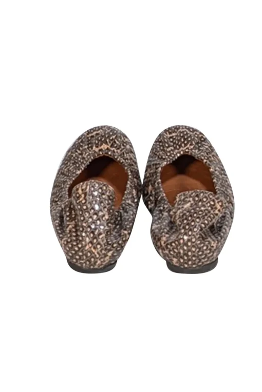 Lanvin - Tan & Black Snake Skin Print Flats Sz 12