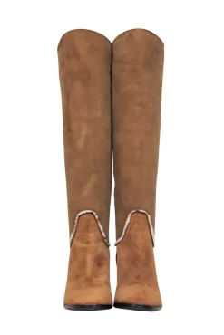 Lanvin - Tan Shearling Lined Wedged Boots Sz 9
