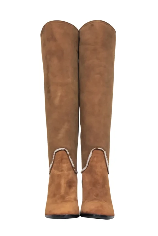 Lanvin - Tan Shearling Lined Wedged Boots Sz 9