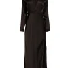 Lapointe - Black Satin Long Sleeve Dress w/ Slit Sz 2