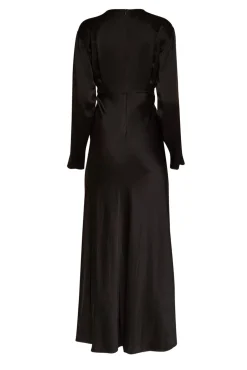 Lapointe - Black Satin Long Sleeve Dress w/ Slit Sz 2