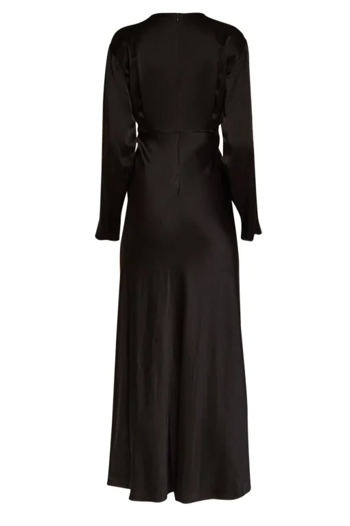 Lapointe - Black Satin Long Sleeve Dress w/ Slit Sz 2