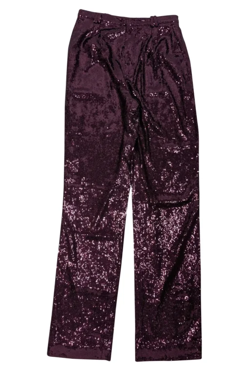 Lapointe - Dark Mulberry Sequin Straight Leg Trousers Sz 6