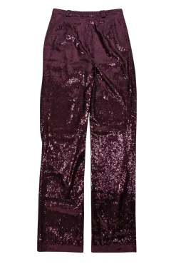 Lapointe - Dark Mulberry Sequin Straight Leg Trousers Sz 6
