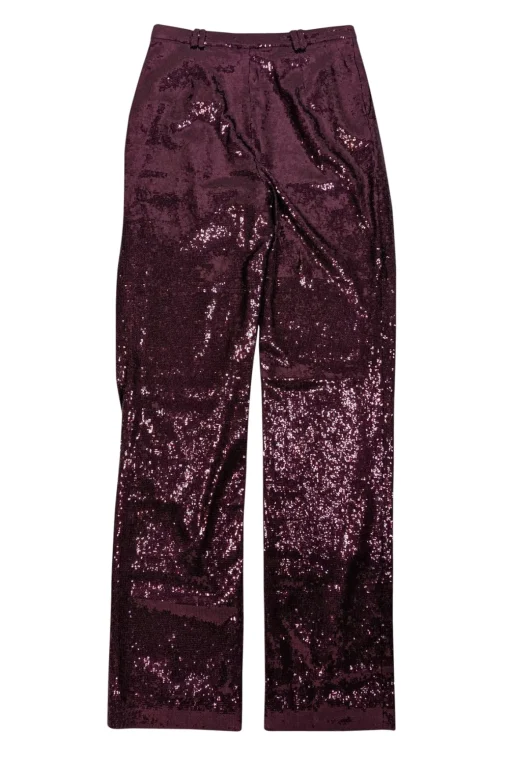 Lapointe - Dark Mulberry Sequin Straight Leg Trousers Sz 6