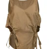 Lapointe - Dusty Green Crinkle Modal Cutout Top Sz S