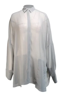 Lapointe - Light Blue Sheer Chiffon Oversized Shirt Sz XS