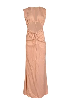 Lapointe - Light Pink Satin Shirred Maxi Dress Sz 6