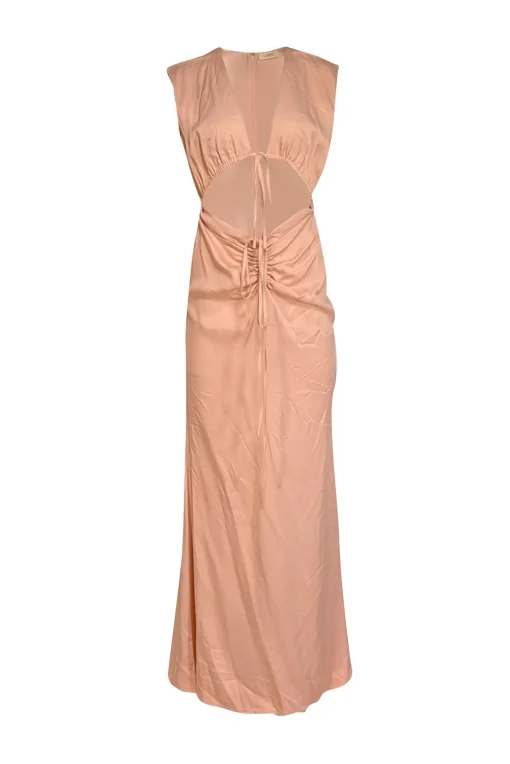 Lapointe - Light Pink Satin Shirred Maxi Dress Sz 6