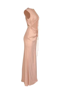 Lapointe - Light Pink Satin Shirred Maxi Dress Sz 6