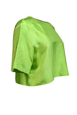 Lapointe - Neon Green Silk Cropped Tee Sz 8