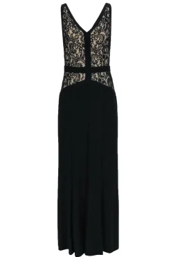 Lauren Ralph Lauren - Black Sleeveless "Holiday" Gown w/ Lace Bodice & Nude Underlay Sz 4