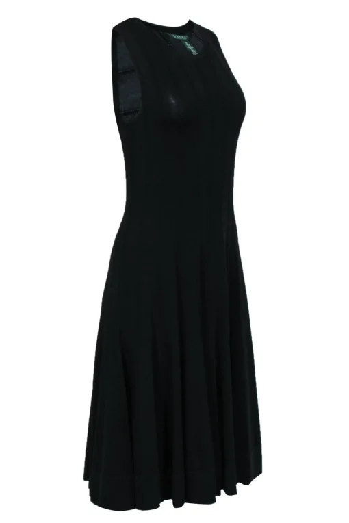 Lauren Ralph Lauren - Black Knit Sleeveless Flare Midi Dress Sz M