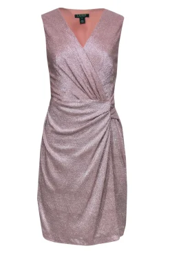 Lauren Ralph Lauren - Blush Sparkly Sleeveless Sheath Dress w/ Knotted Waist Sz 14P