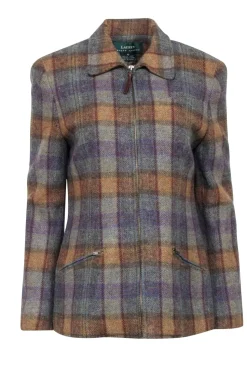 Lauren Ralph Lauren - Grey, Green, & Purple Plaid Zipper Jacket Sz 10