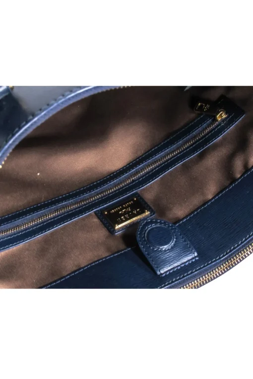 Lauren Ralph Lauren - Leather Navy Double Handle Tote Bag