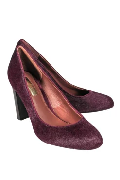 Lauren Ralph Lauren - Plum Calf Hair Stacked Heel Pumps Sz 6.5