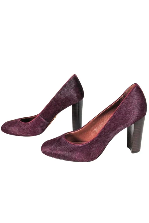 Lauren Ralph Lauren - Plum Calf Hair Stacked Heel Pumps Sz 6.5