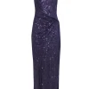 Lauren Ralph Lauren - Purple One-Shoulder Sequined Gown w/ Tulle Overlay Sz 10