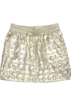 Leifsdottir - Metallic Gold Floral Leather Skirt Sz 4