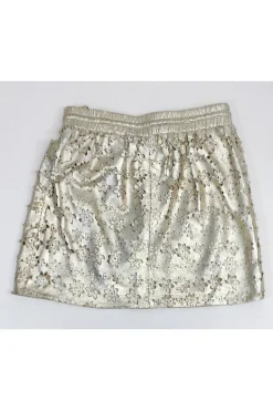 Leifsdottir - Metallic Gold Floral Leather Skirt Sz 4