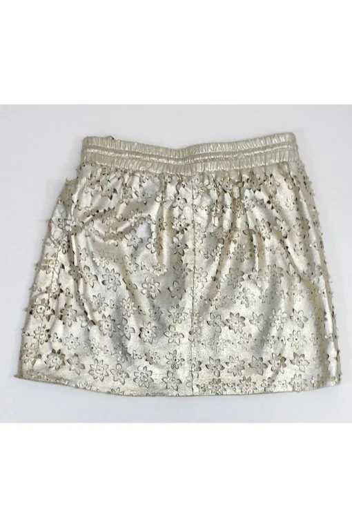 Leifsdottir - Metallic Gold Floral Leather Skirt Sz 4