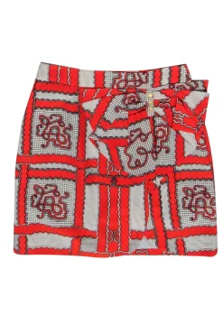 Leifsdottir - Orange Printed Mini Skirt w/ Side Bow Sz 0