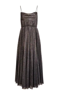 Lela Rose - Black & Silver Metallic Pleated Formal Dress Sz 6