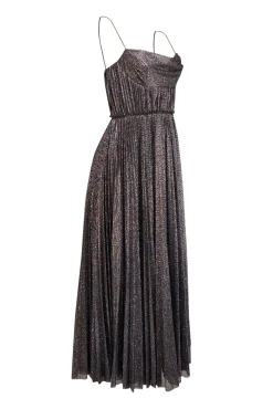 Lela Rose - Black & Silver Metallic Pleated Formal Dress Sz 6