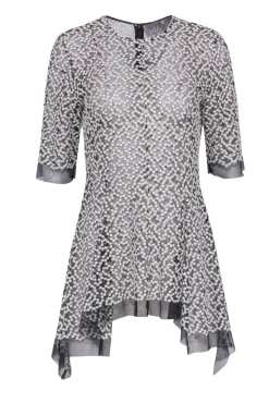 Lela Rose - Black & White Embroidered Mesh Top Sz 6