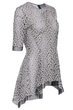 Lela Rose - Black & White Embroidered Mesh Top Sz 6