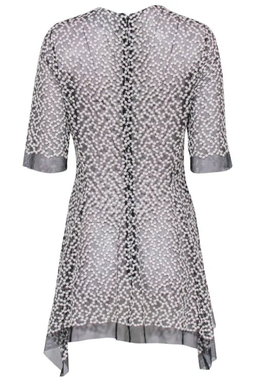 Lela Rose - Black & White Embroidered Mesh Top Sz 6
