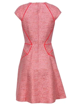 Lela Rose - Bright Pink Metallic Tweed A-Line Dress Sz 8