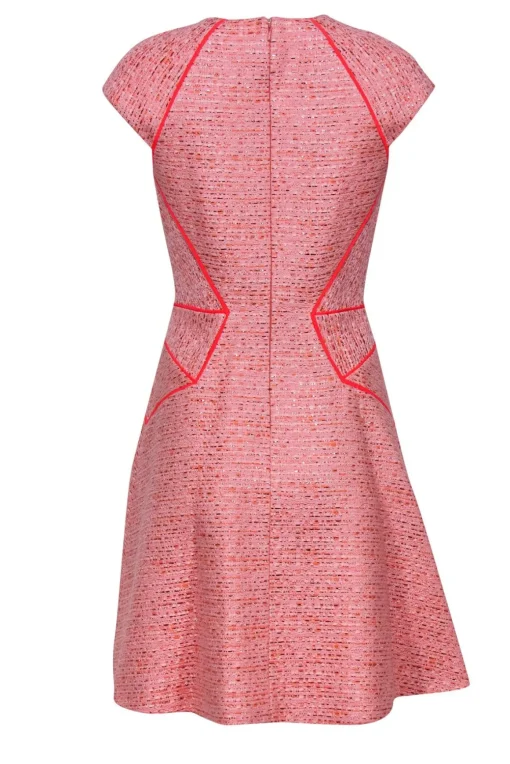 Lela Rose - Bright Pink Metallic Tweed A-Line Dress Sz 8