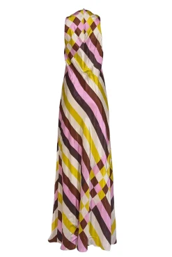 Lela Rose - Cream, Brown, Lavender, & Chartreuse Print Sleeveless Formal Dress Sz 4